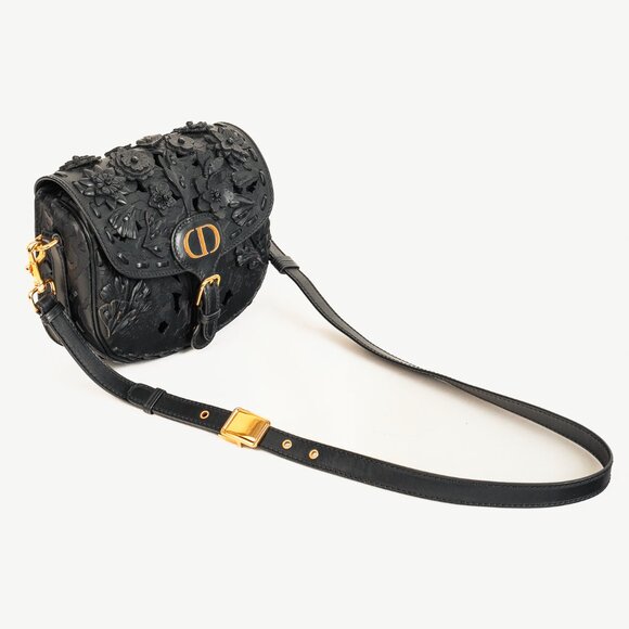 Christian Dior Bobby Medium Black Floral Applique Shoulder Bag - Picture 6 of 13